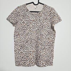 J. Crew Short Sleeve Leopard Animal Print Sweater Knit T-shirt Size S